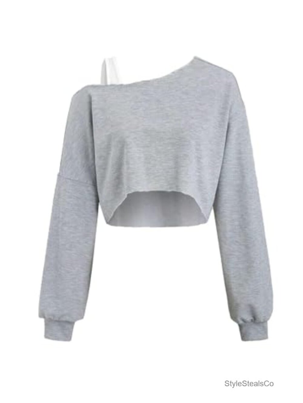 Off Shoulder Cropped Sweatshirt Drop Shoulder Long Sleeve Crop Top